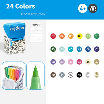 MiDeer 24-Color Acrylic Paint Markers Soft Tip with Stand-Up Pouch