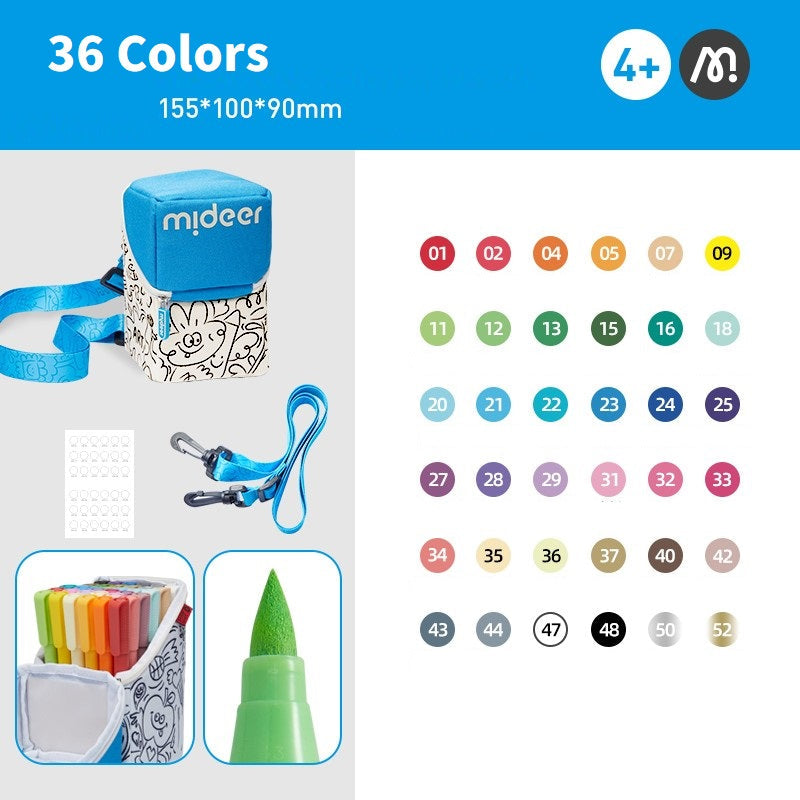 MiDeer 36-Color Acrylic Paint Markers Brush Tip with Stand-Up Pouch