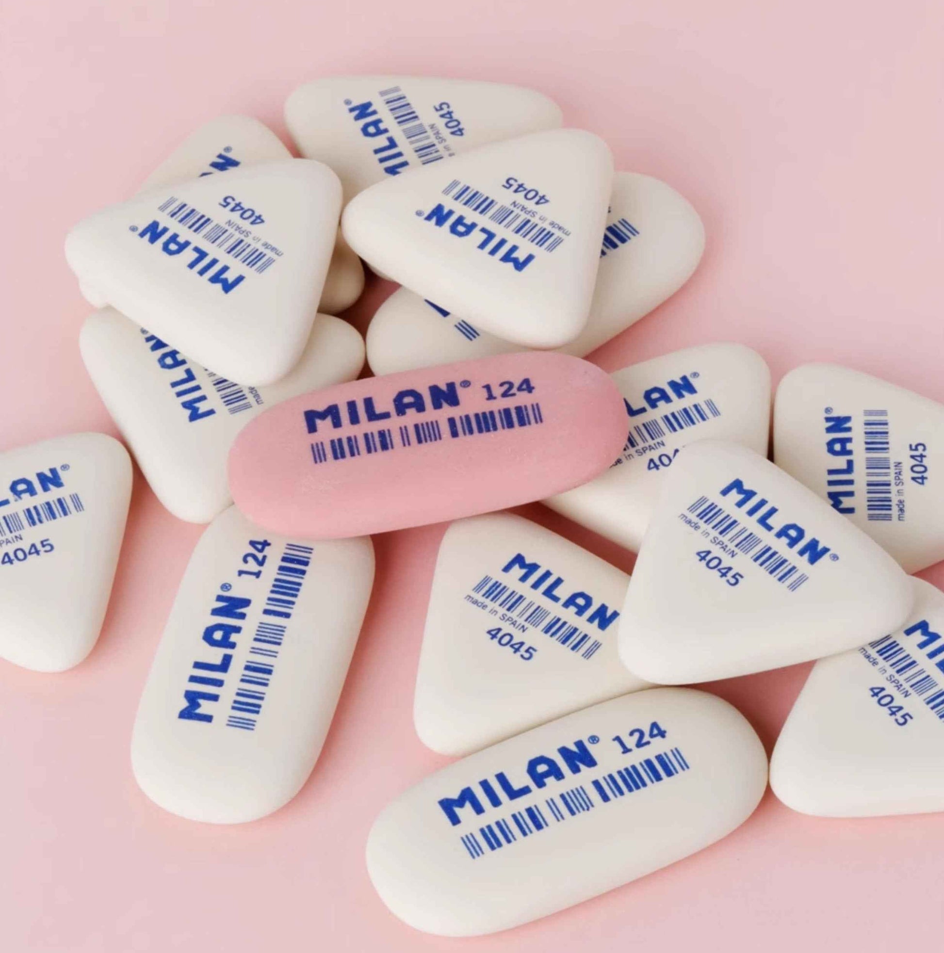 Milan Pencil Eraser 124 Oval/430 Square/4045 Triangle,5 Pack