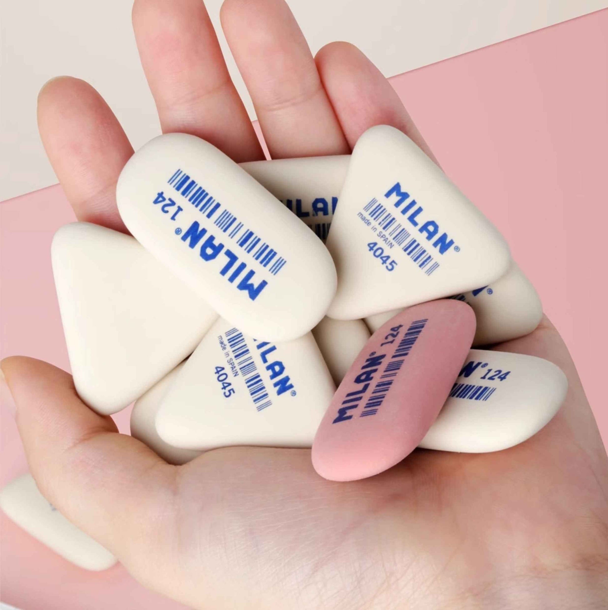 Milan Pencil Eraser 124 Oval/430 Square/4045 Triangle,5 Pack