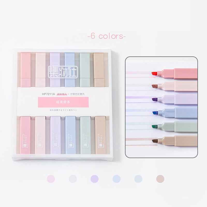 12-Color Large Highlighter Set – Morandi Tones, Soft Axe-Shaped Tip