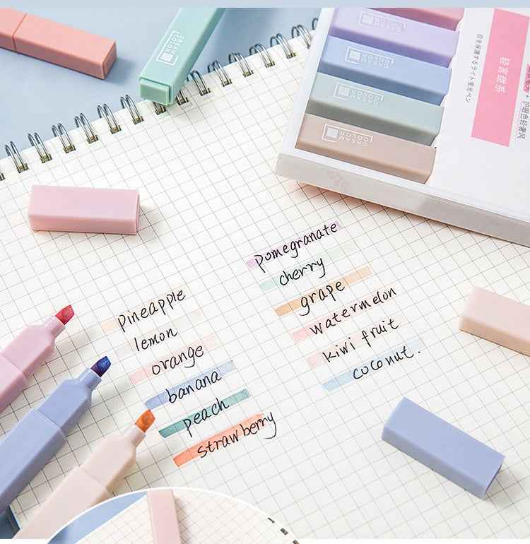 12-Color Large Highlighter Set – Morandi Tones, Soft Axe-Shaped Tip