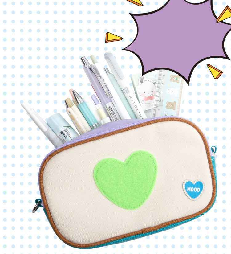 NATAMI Color-Block Camera-Style Pen Bag with Crossbody Strap