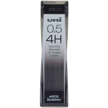 Uni Mechanical Pencil Lead,Nano Dia,0.5mm 4H 2 Pack - TTpen