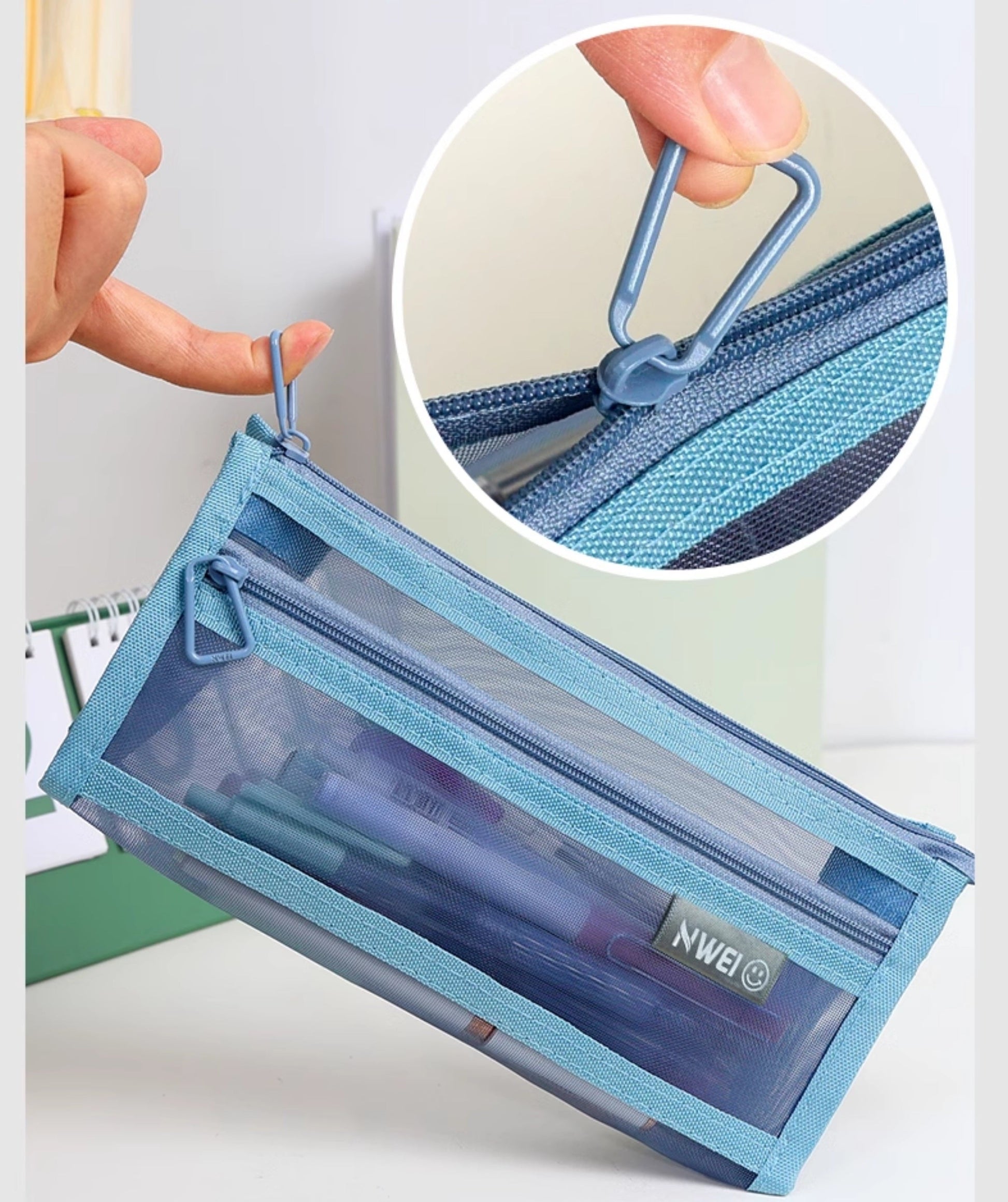 NWEI Double-Layer Mesh Pencil Case Stationery Storage 4 Color Pack