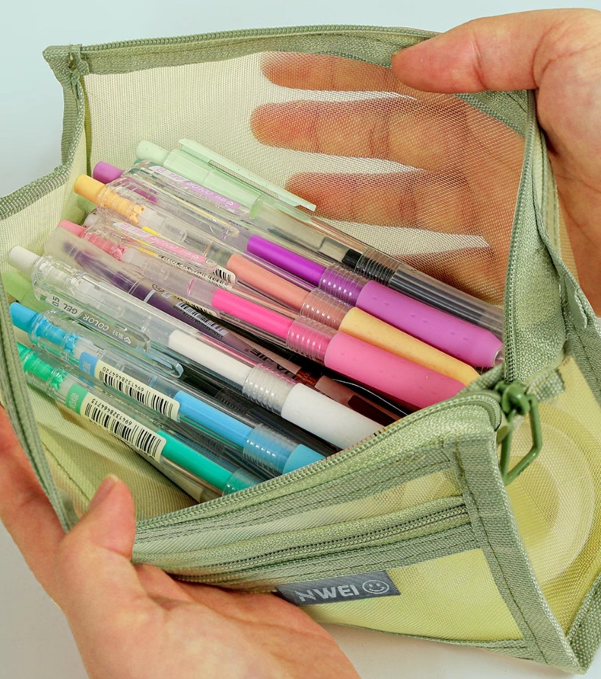 NWEI Double-Layer Mesh Pencil Case Stationery Storage 4 Color Pack