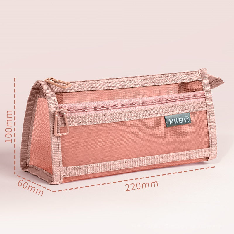NWEI Double-Layer Mesh Pencil Case Stationery Storage 4 Color Pack