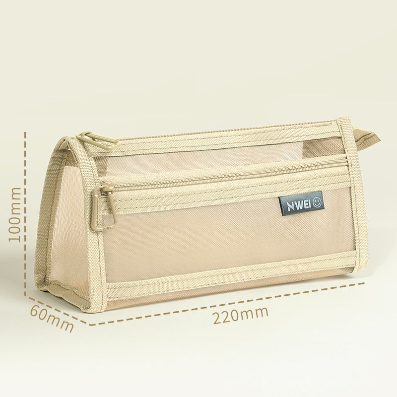 NWEI Double-Layer Mesh Pencil Case Stationery Storage 4 Color Pack