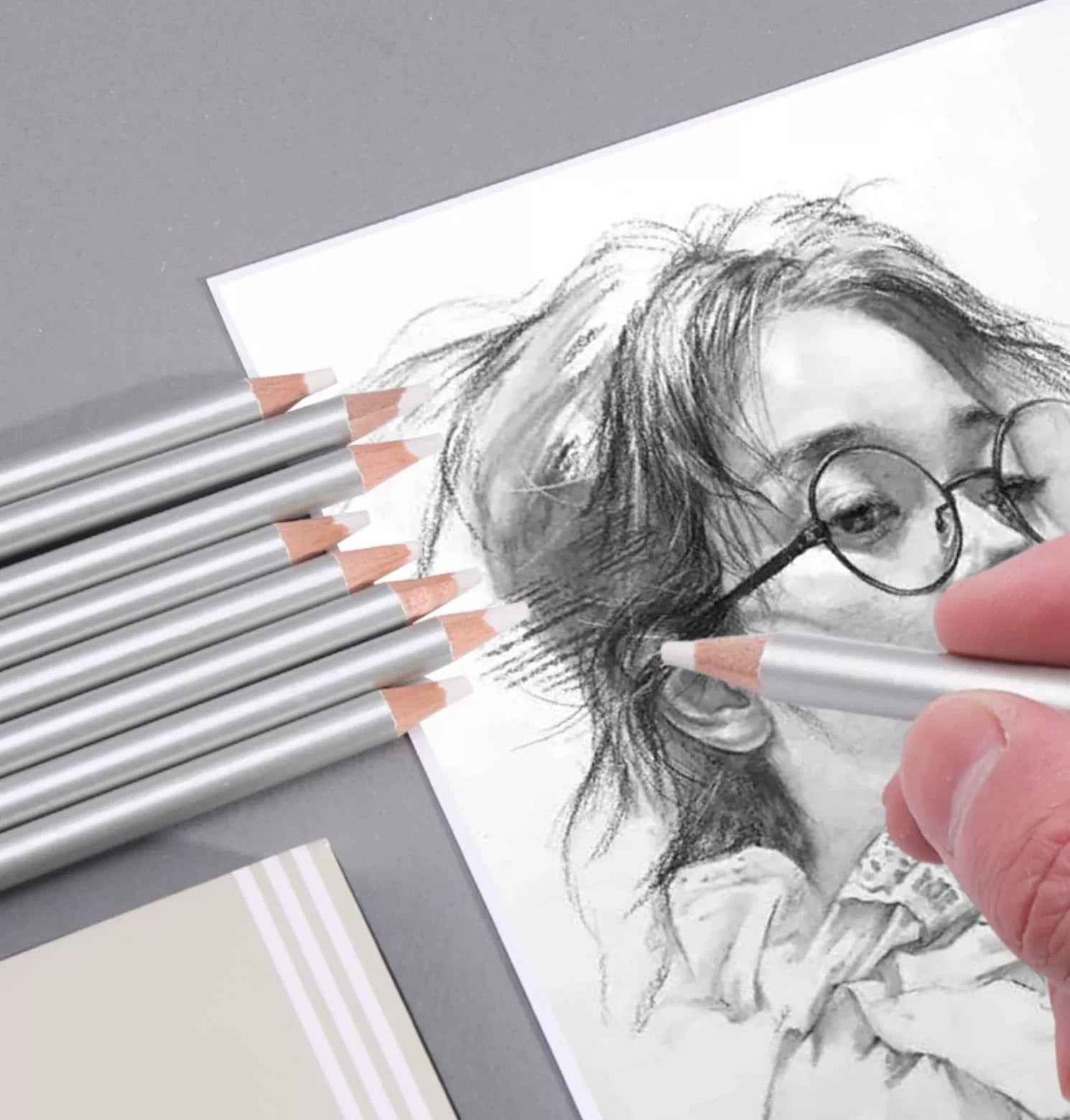 NYONI Detail Sketch Eraser Pencil with Brush 12 Pack