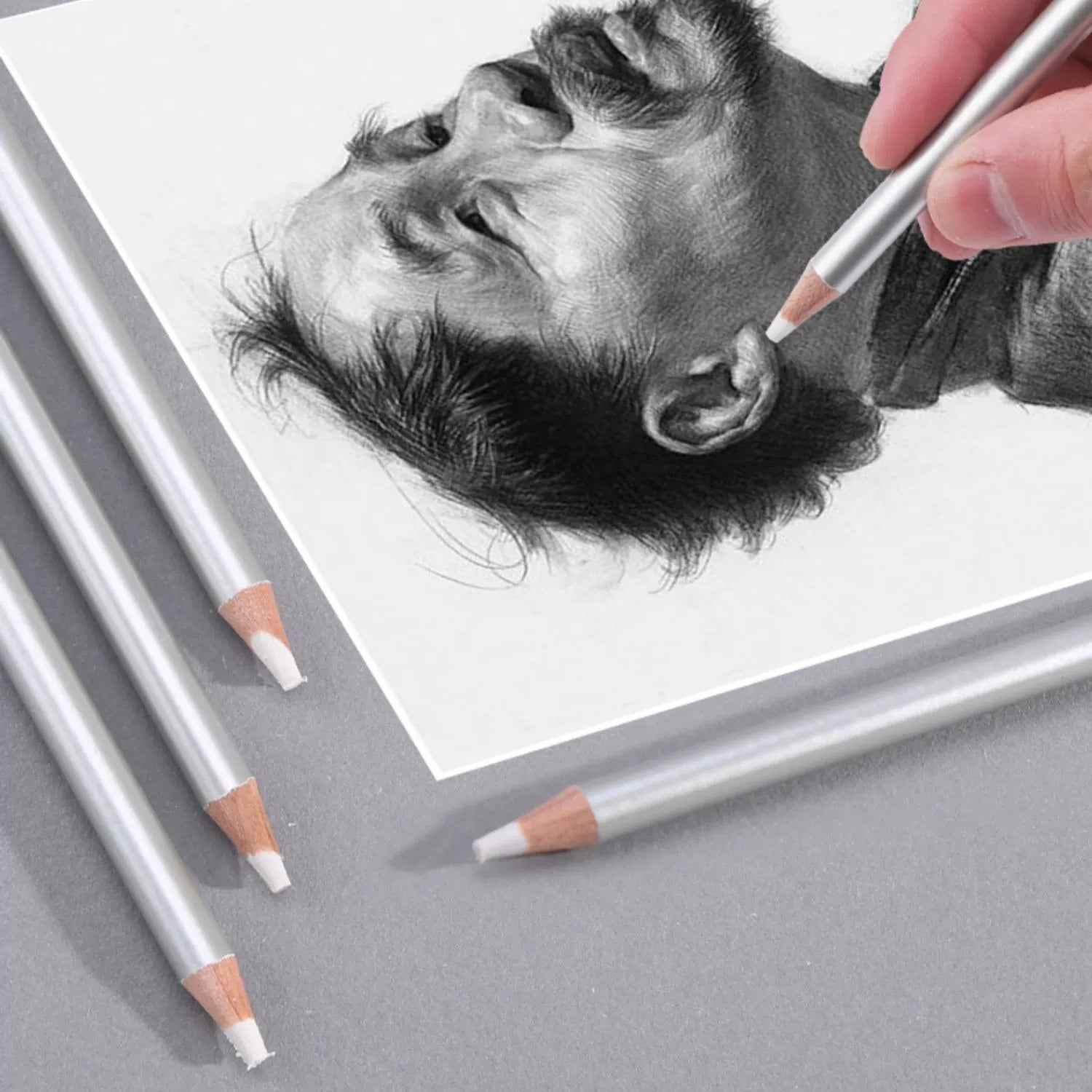 NYONI Detail Sketch Eraser Pencil with Brush 12 Pack