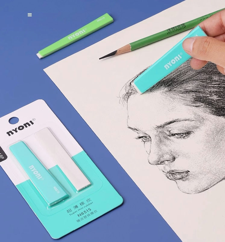 NYONI Ultra-Thin 2mm Eraser 2-Pack for Sketching,Highlighting