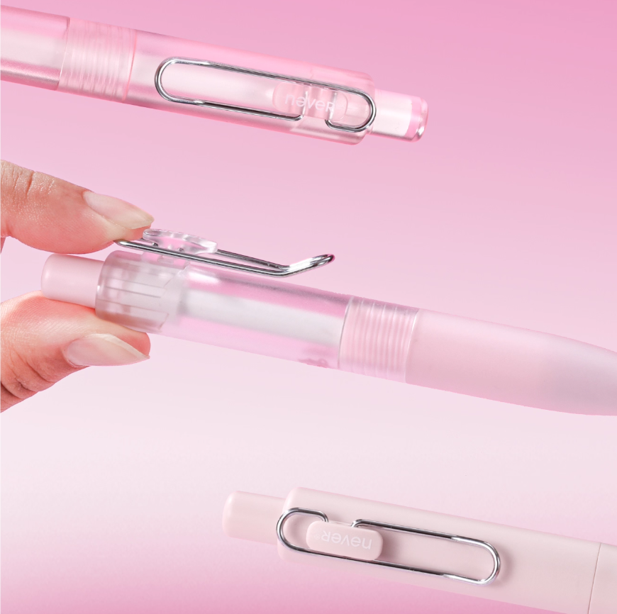 Never Kawaii Cat Pocket Gel Pens Light Pink 3 Pack