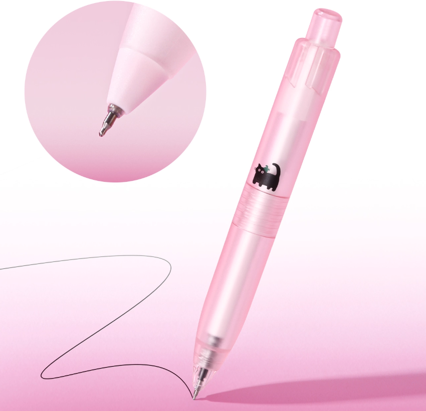 Never Kawaii Cat Pocket Gel Pens Light Pink 3 Pack