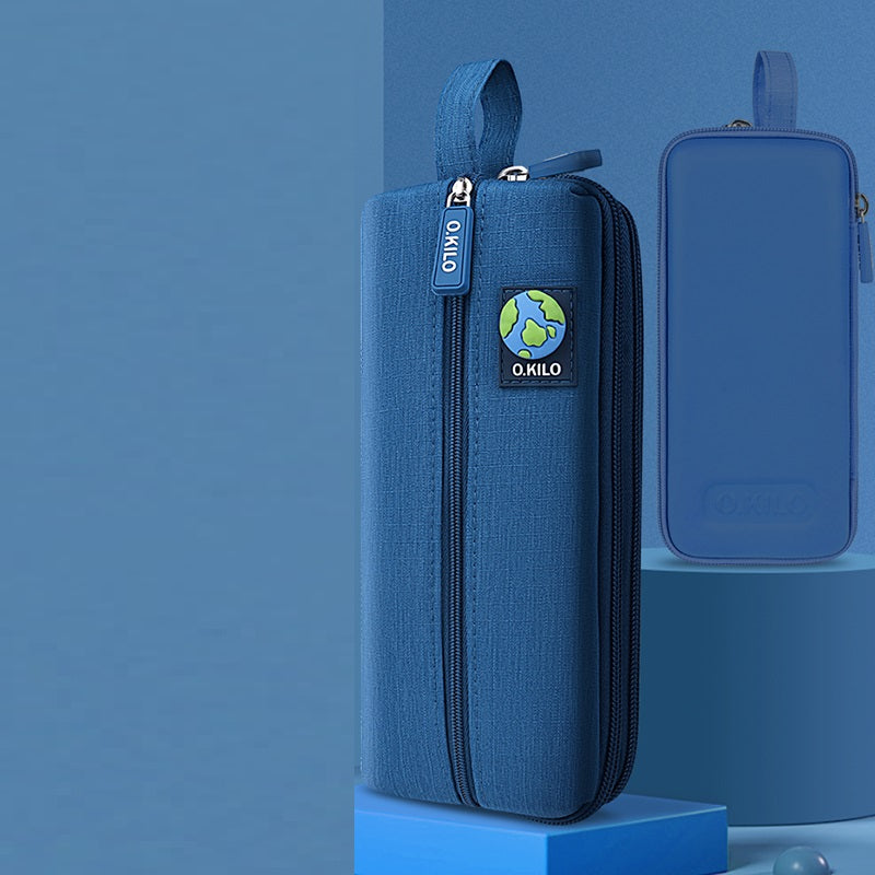 O.KILO Triple-Layer Pencil Case Student Stationery Bag for Kids Teens