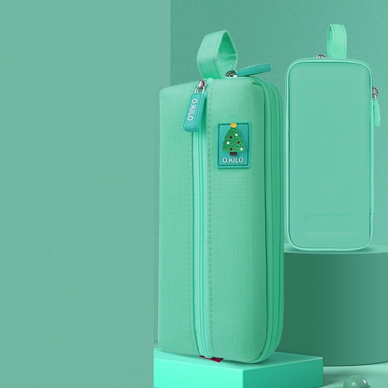 O.KILO Triple-Layer Pencil Case Student Stationery Bag for Kids Teens