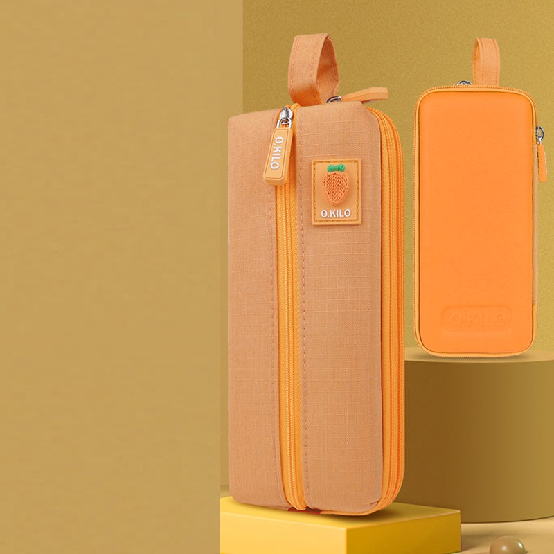 O.KILO Triple-Layer Pencil Case Student Stationery Bag for Kids Teens