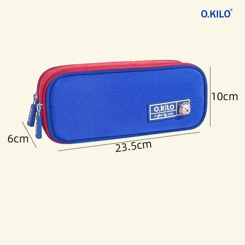 O.KILO Double-Layer Pencil Case Large Capacity Student Stationery Bag