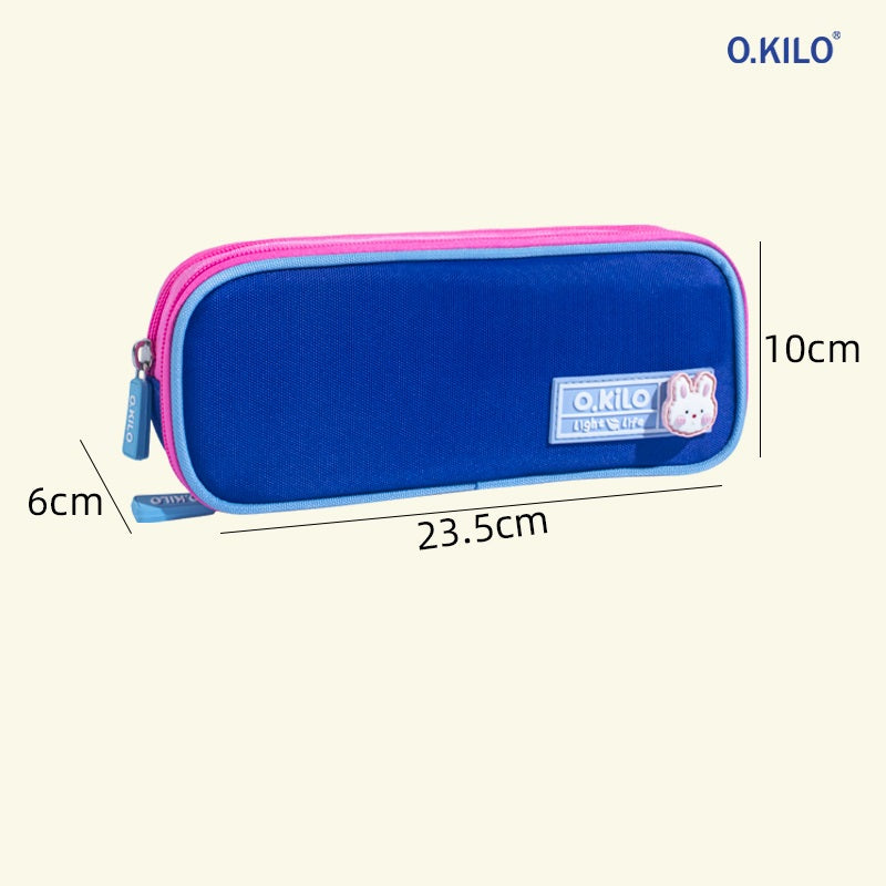 O.KILO Double-Layer Pencil Case Large Capacity Student Stationery Bag