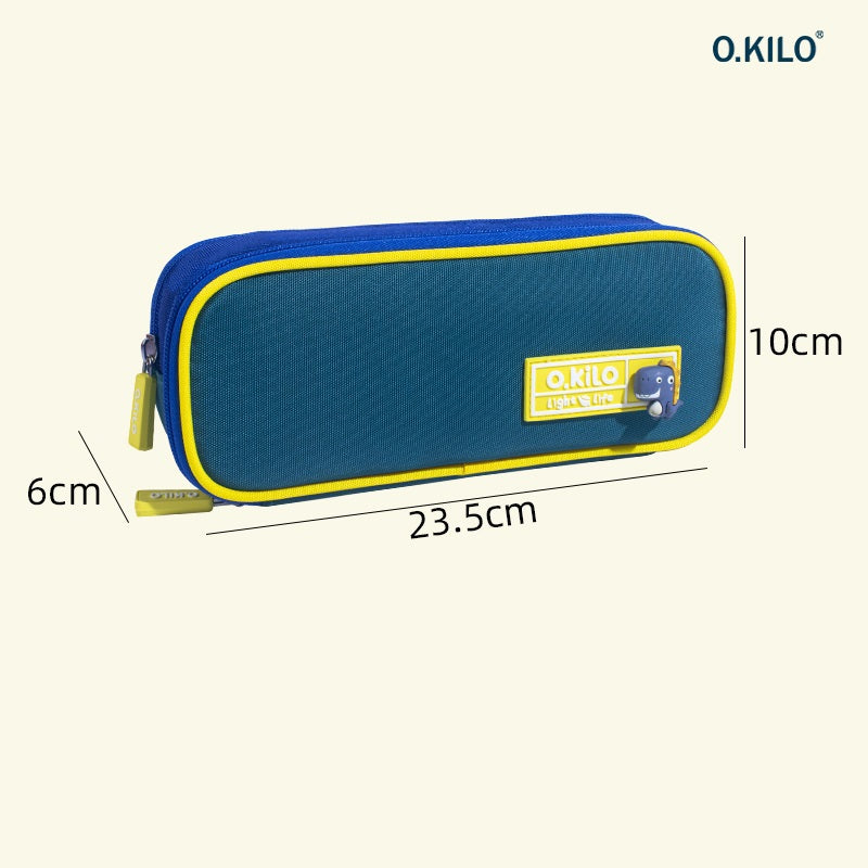 O.KILO Double-Layer Pencil Case Large Capacity Student Stationery Bag