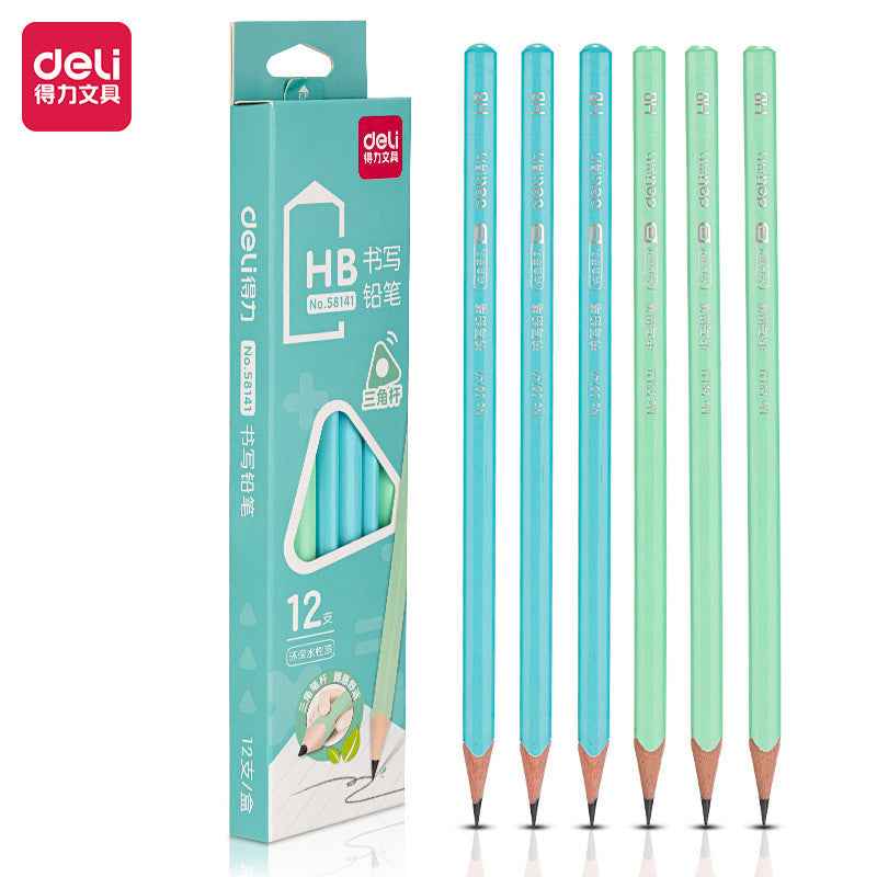 DELI 58141 Triangle Wood Pencils HB 24 Pack for Kids - TTpen
