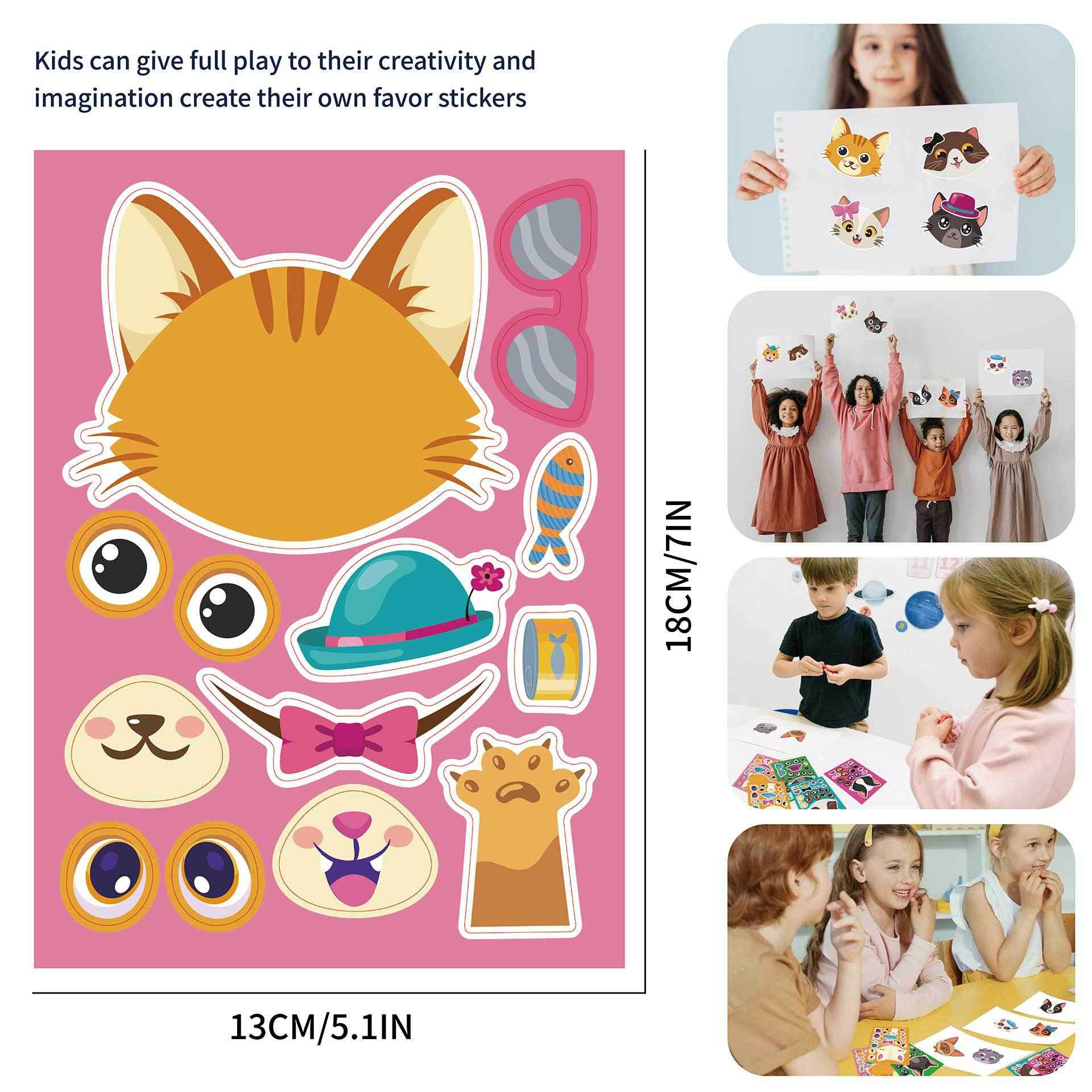 36 Sheets Cartoon Cats Make Your Own Stickers for Kids - TTpen