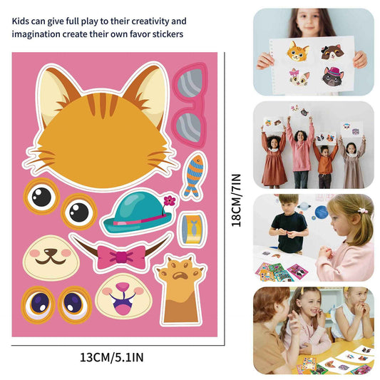 36 Sheets Cartoon Cats Make Your Own Stickers for Kids - TTpen