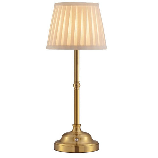 Portables Cordless Table Lamp Fabric Shade Rechargeable Desk Lamp