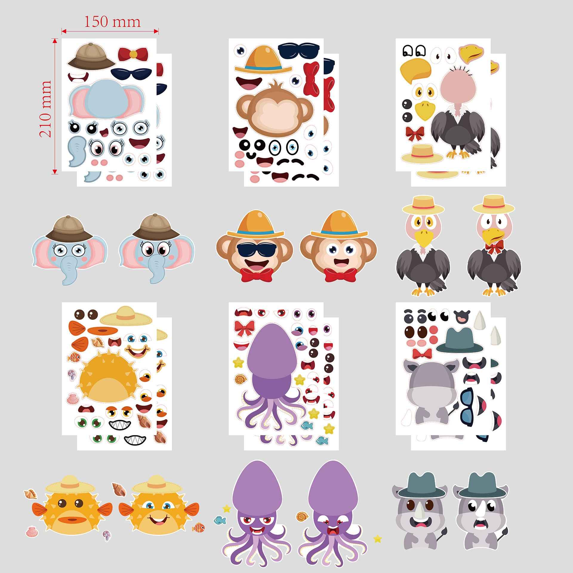 24 Sheets Wildlife Animals Make Your Own Stickers for Kids - TTpen