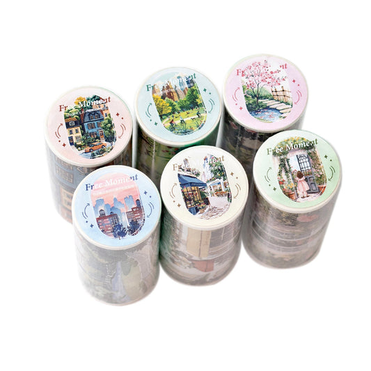 6-Roll Washi Tape Set – Scenic Landscape Decor 80mm x 2m