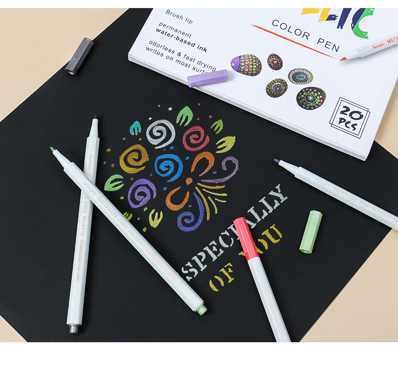 Guangna 6510 Metallic Color Pen 10/12/15/20/30 Fine Point Markers