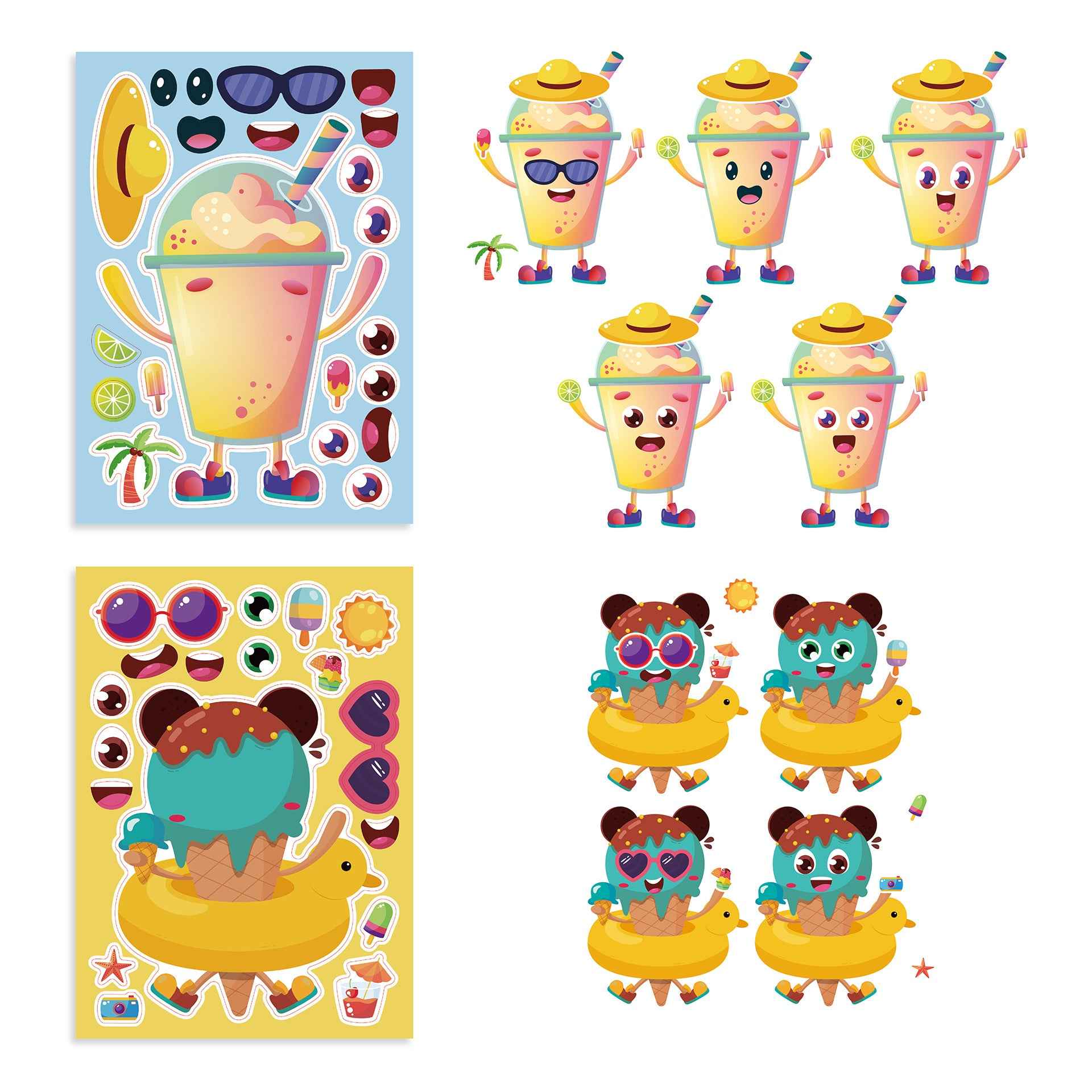 24 Sheets Fruit Icecream Make Your Own Stickers for Kids - TTpen