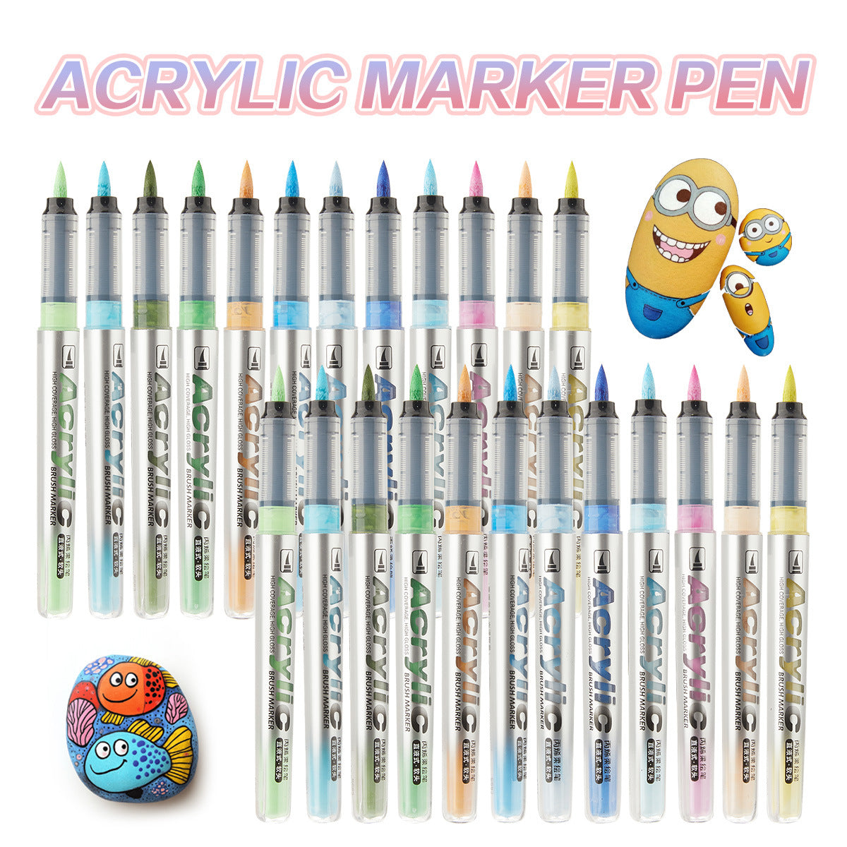 24/36/48 Colors Acrylic Marker Pens Brush Tip
