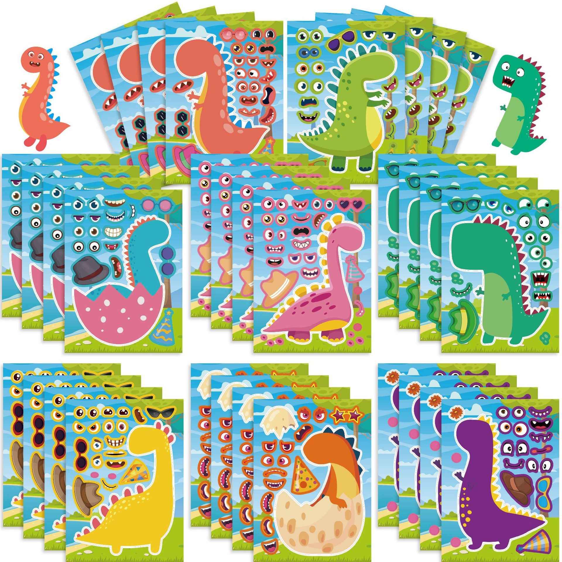 32 Sheets Dinosaurs Cartoon Make Your Own Stickers for Kids - TTpen