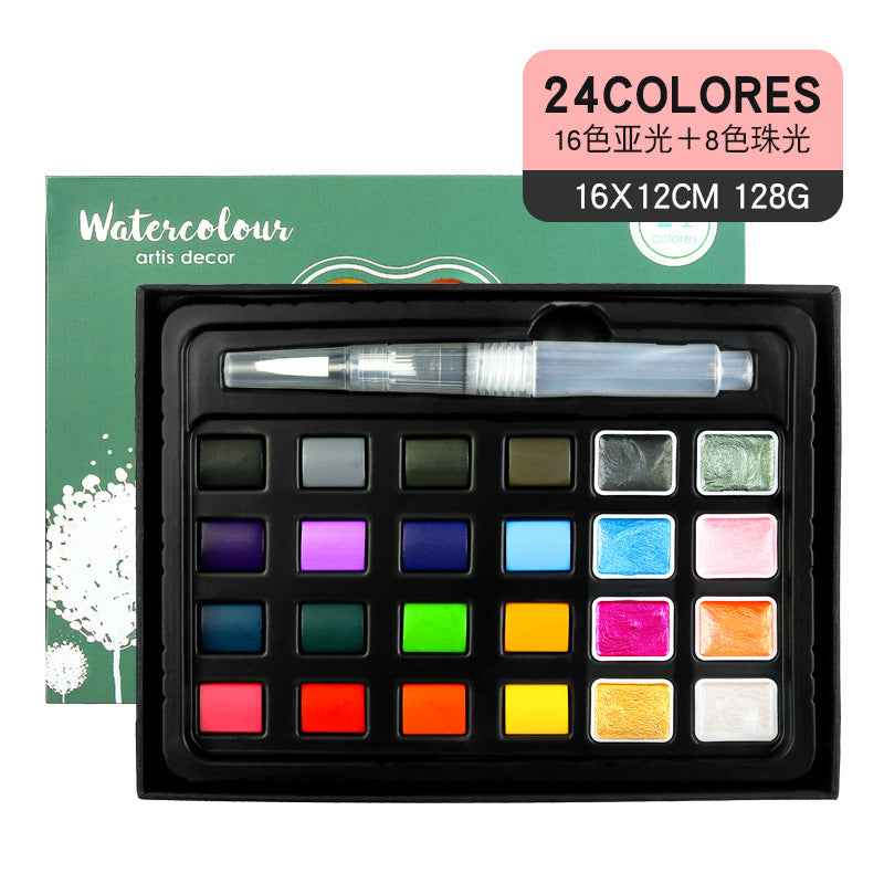24 Colors Watercolor Paint Set Metallic Glitter Color - TTpen