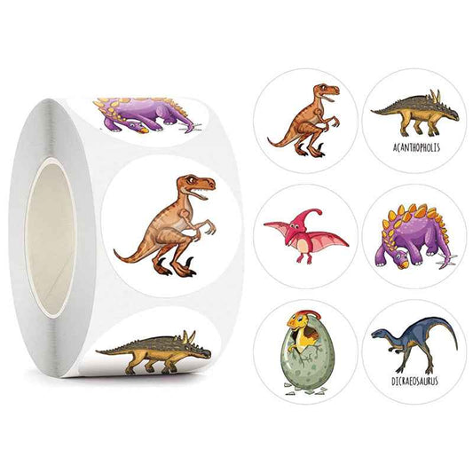 1500pcs Cartoon Dinosaur Stickers 3 Rolls,1 inch - TTpen