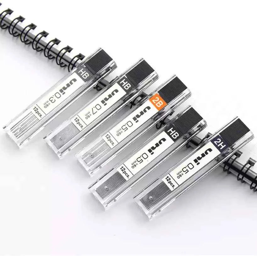 UNI UL1405 0.5MM HB/2B/2H PENCIL LEADS 12 TUBES