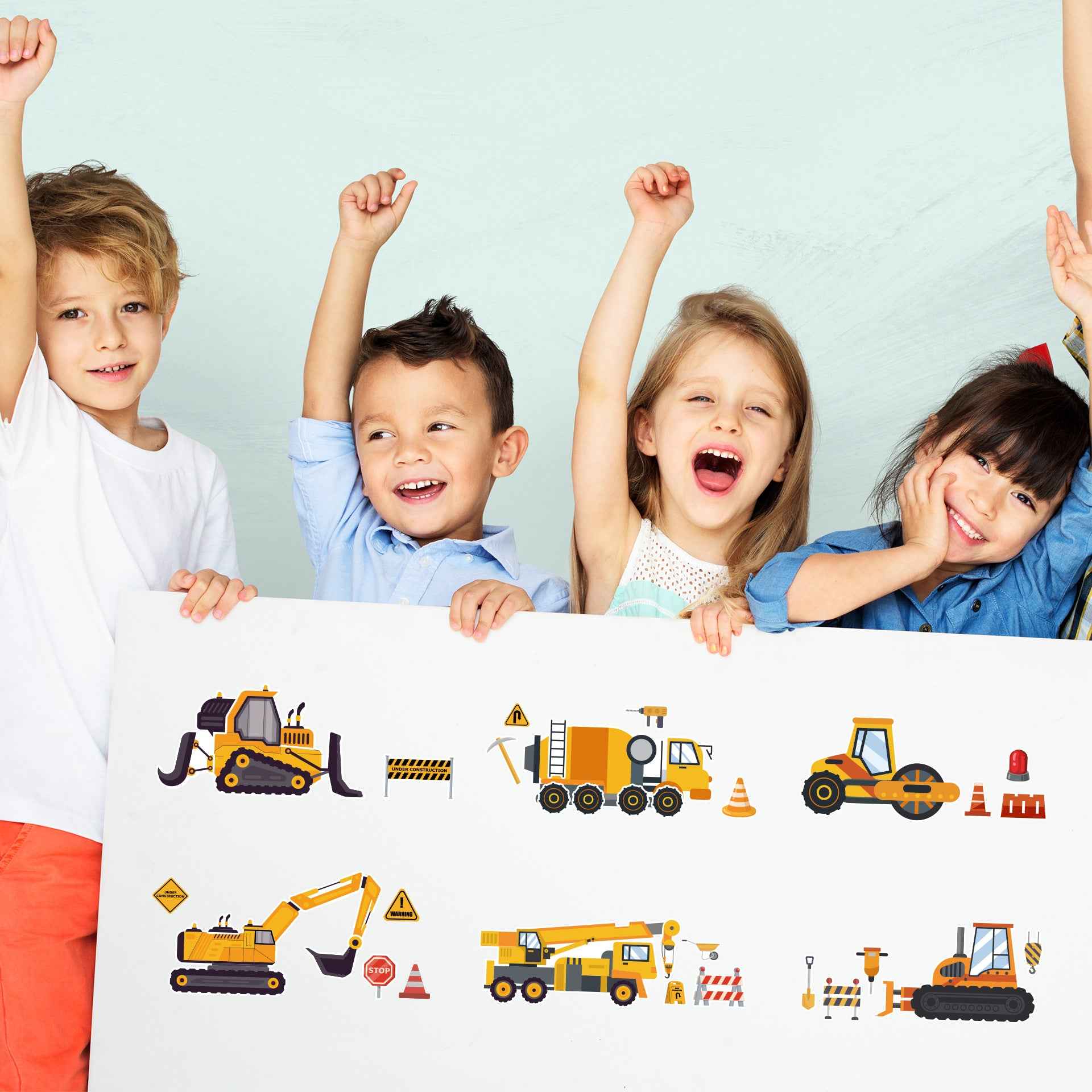 24 Sheets Engineering Vehicles Make Your Own Stickers for Kids - TTpen