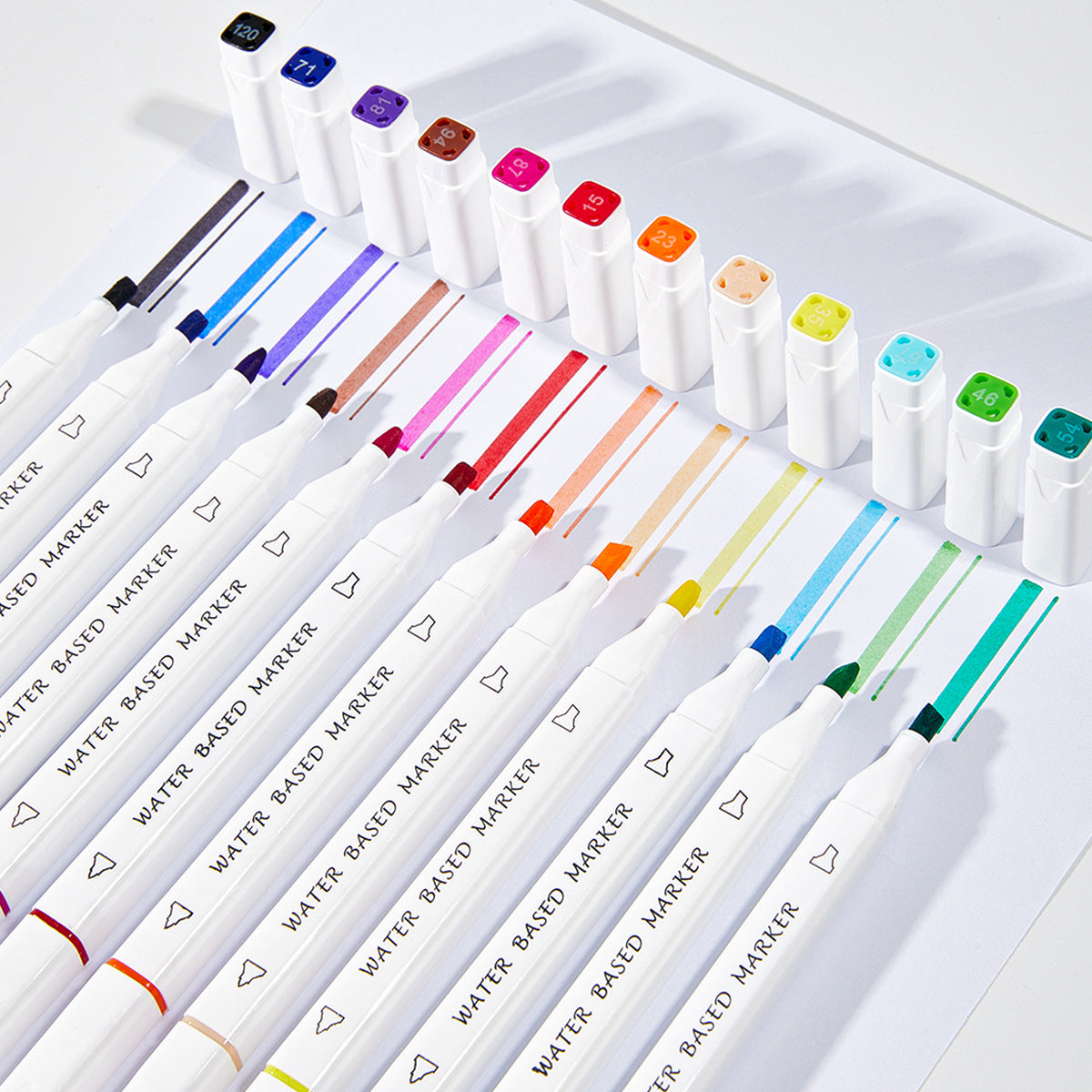 48-Color Dual-Tip Water-Based Art Markers for Kids Square Barrel