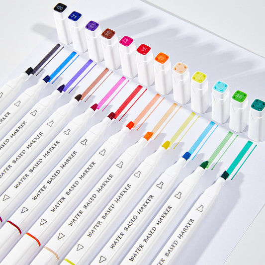 48-Color Dual-Tip Water-Based Art Markers for Kids Square Barrel