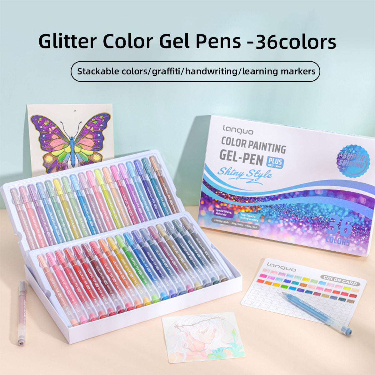 Languo Color Painting Gel Pen Plus 1.0mm Shiny Style 24/36/54/72 Colors