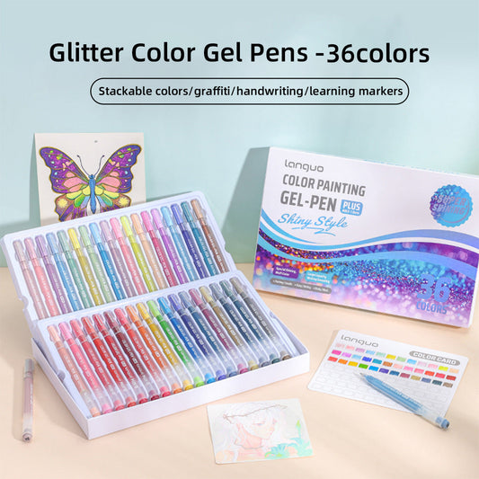 Languo Color Painting Gel Pen Plus 1.0mm Shiny Style 24/36/54/72 Colors