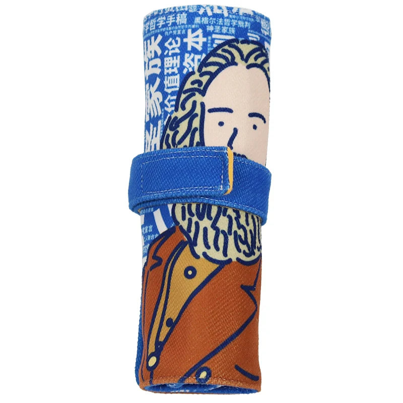 Hand-Painted Chinese Marxist Calligraphy Brush Pen Roll Pouch