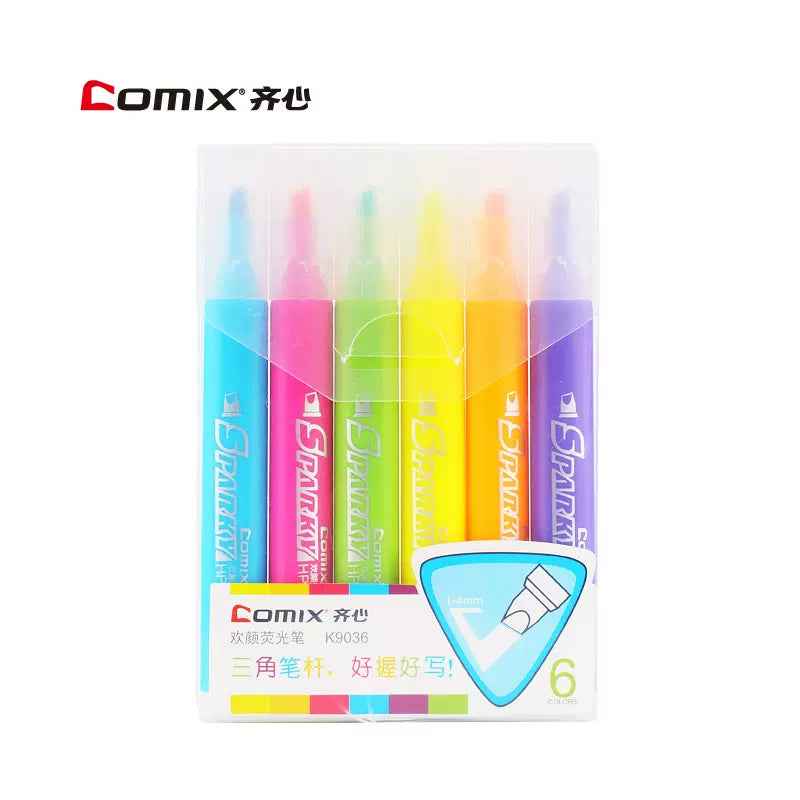 Comix K9036 Highlighters,1-5mm Chisel Tip,6 Colors - TTpen
