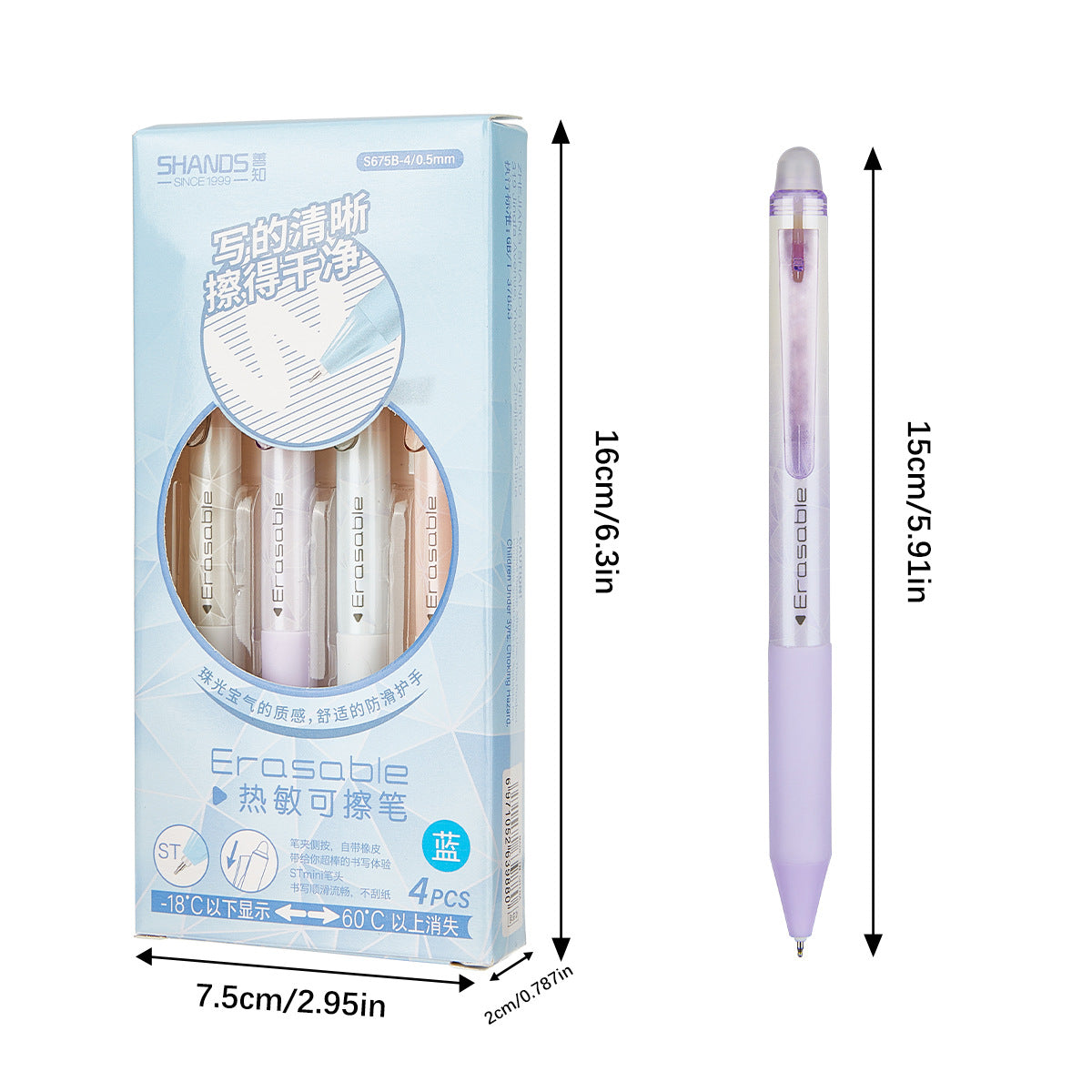 8-Pack Pastel Click Friction Erasable Pens Gel Pens 0.5mm