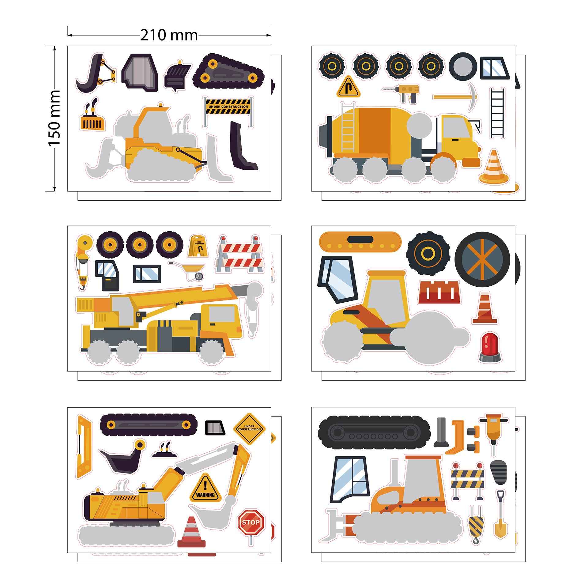 24 Sheets Engineering Vehicles Make Your Own Stickers for Kids - TTpen