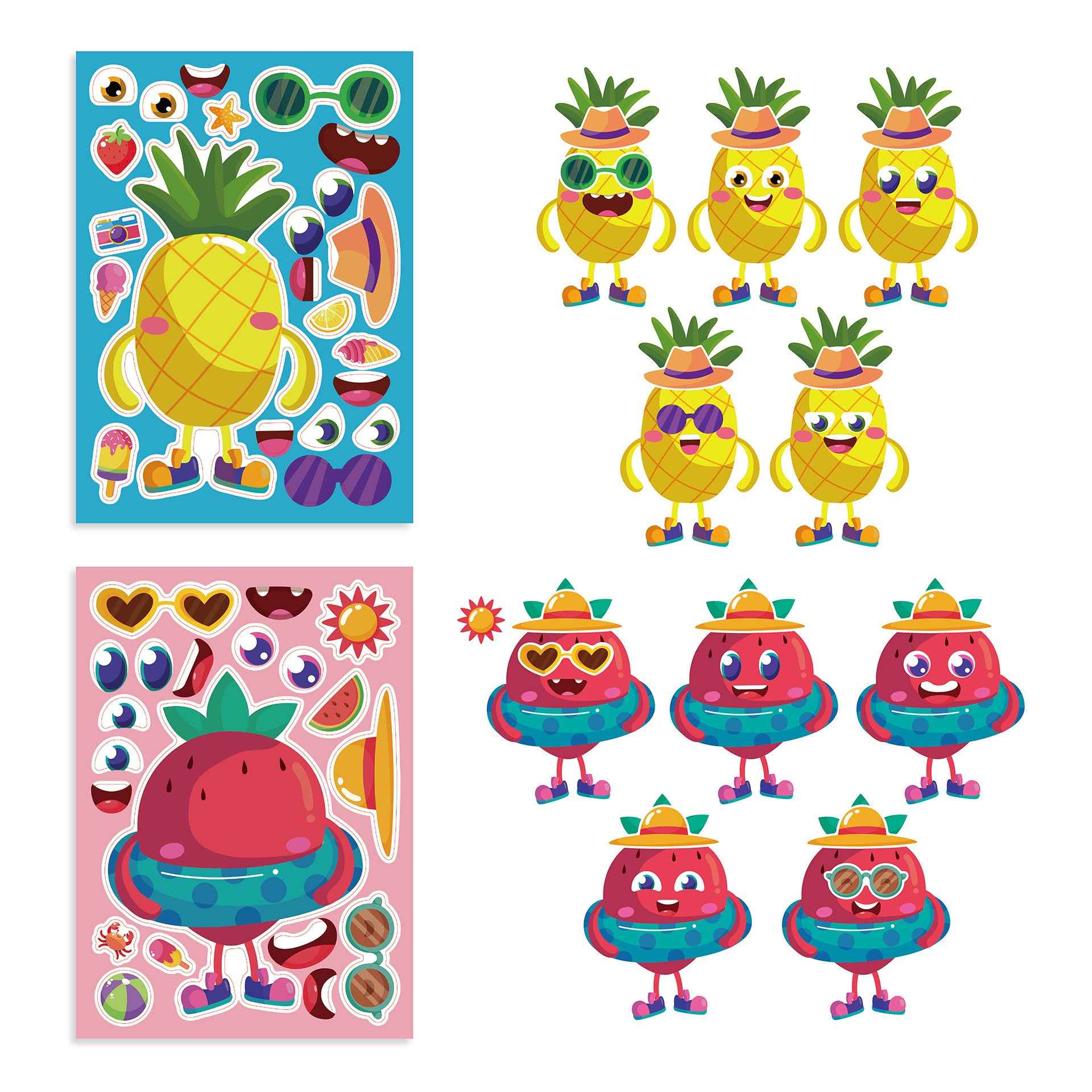 24 Sheets Fruit Icecream Make Your Own Stickers for Kids - TTpen