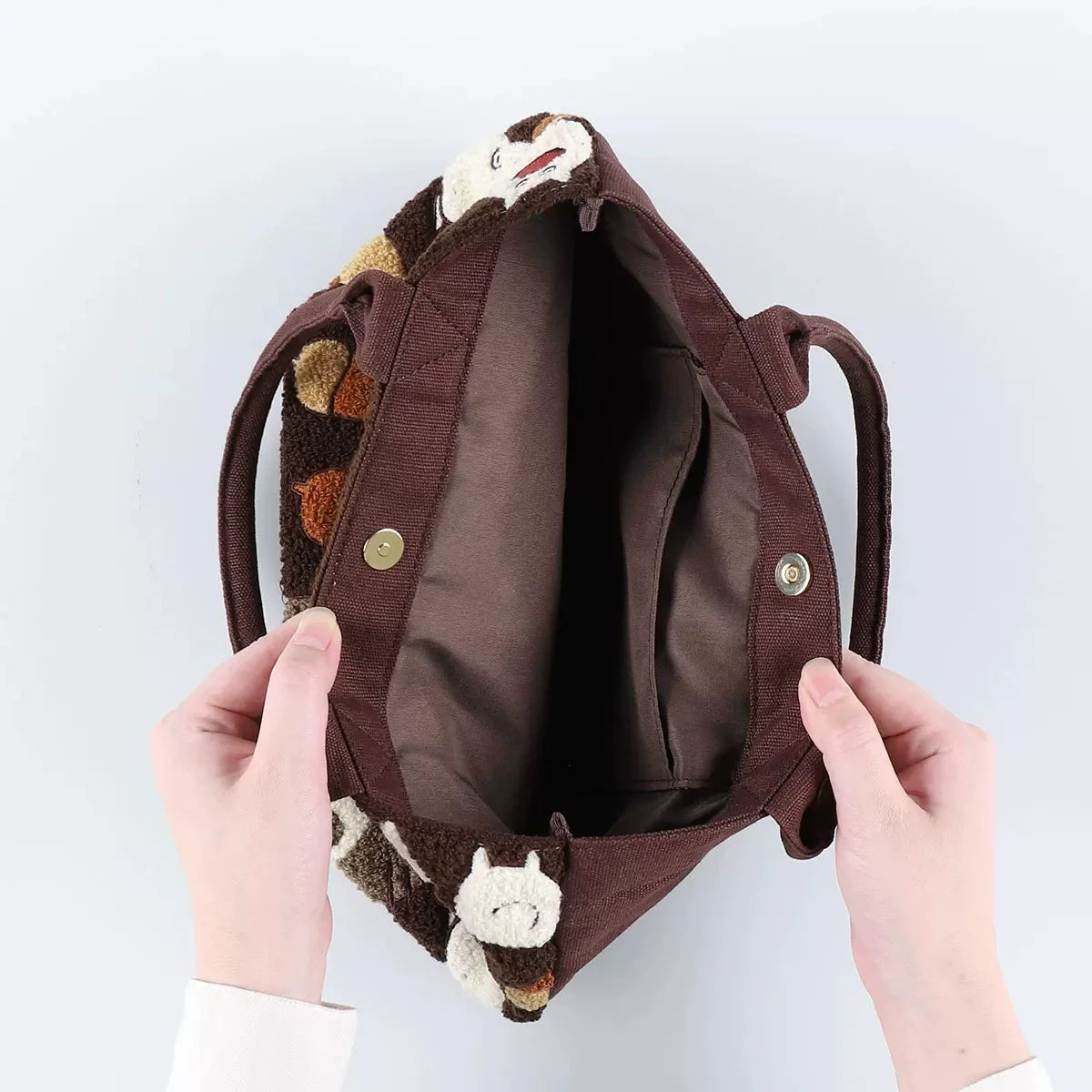 Cute Totoro Plush Handbag Tote Cartoon Embroidery for Girls Women