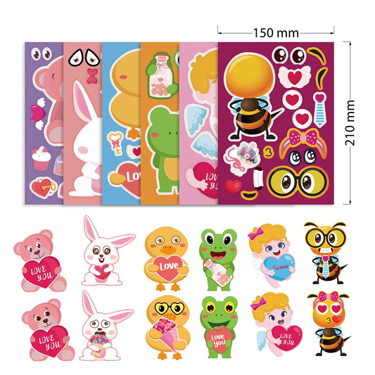24 Sheets Valentine's Day Love You Animal Stickers for Kids - TTpen