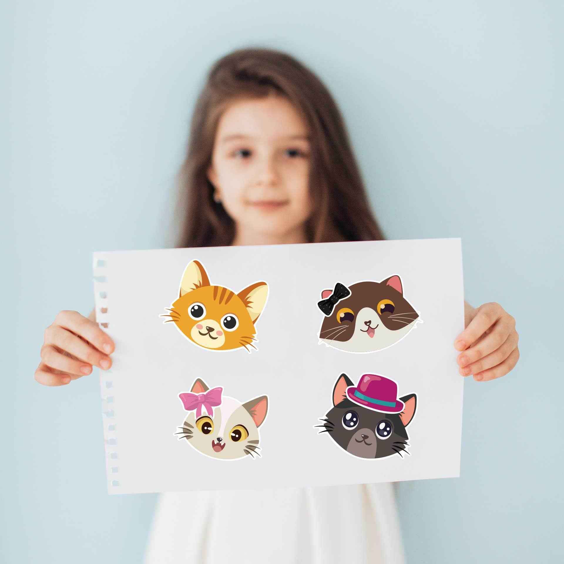 36 Sheets Cartoon Cats Make Your Own Stickers for Kids - TTpen