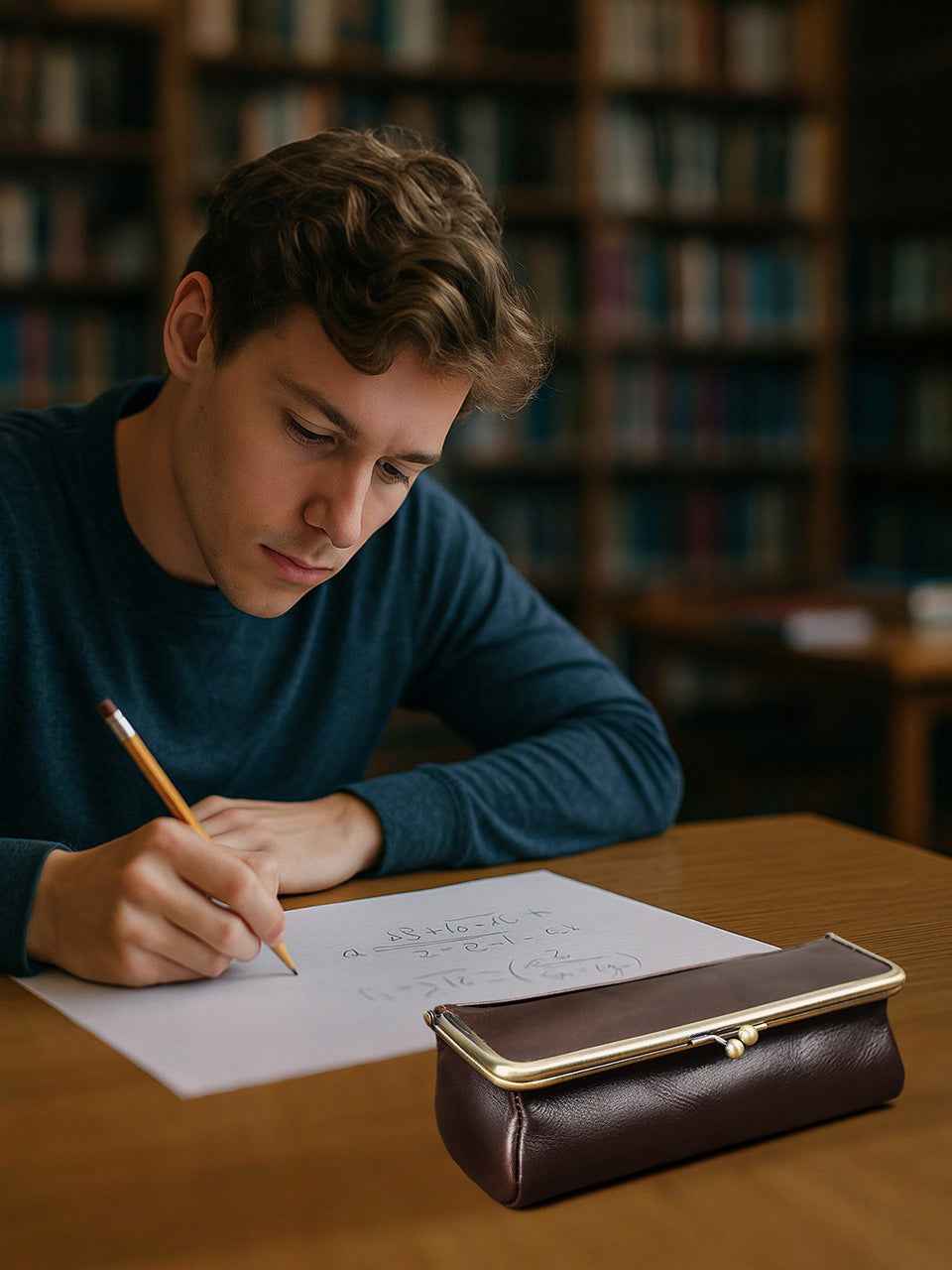 Leather Pencil Case Stationery Pen Pouch Holder